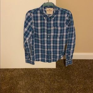 Hollister blue and white plaid shirt size medium